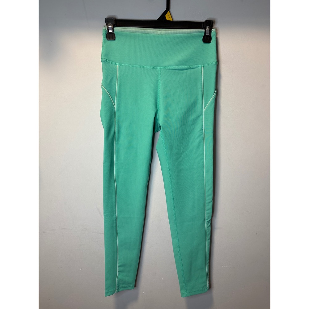 Wilo Active Women Mint Green Ribbed High Waisted Leggings‎ Piping Size Medium